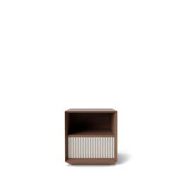 Pillar 1-Drawer Bedside Table Walnut & Stone - thumbnail 1