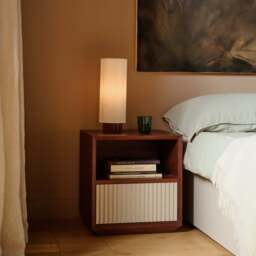 Pillar 1-Drawer Bedside Table Walnut & Stone - thumbnail 2