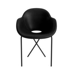 Cross Leg Armchair - Tosca Leather: Black