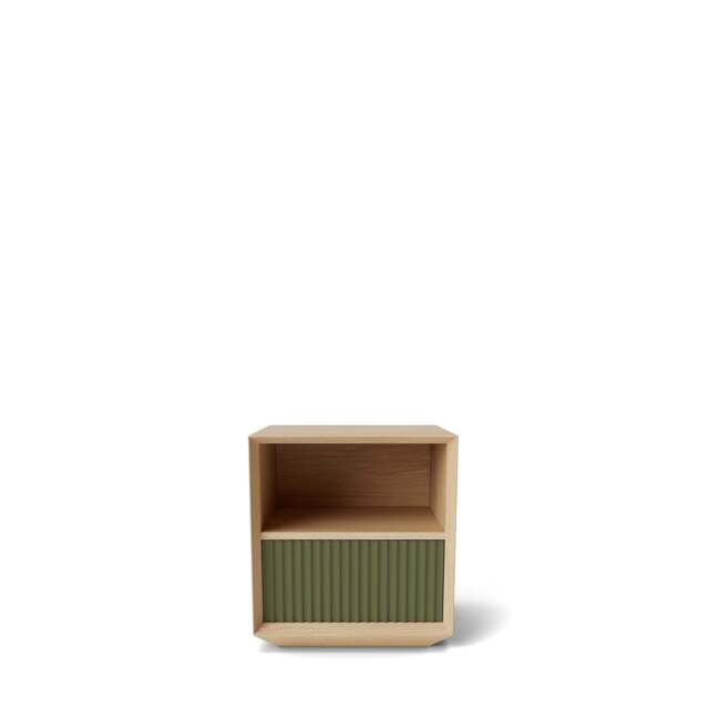 Pillar 1-Drawer Bedside Table Oak & Olive - image 1