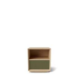 Pillar 1-Drawer Bedside Table Oak & Olive