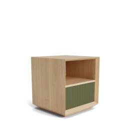 Pillar 1-Drawer Bedside Table Oak & Olive - thumbnail 2