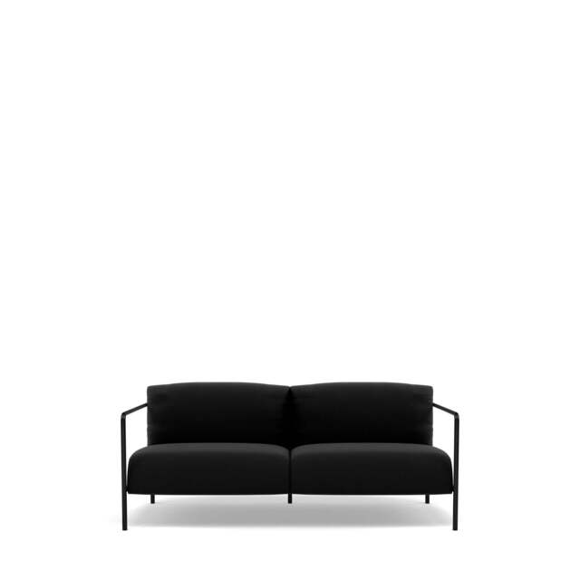 Fold Indoor 2-Seater Sofa - Prescott Leather: Black Ink