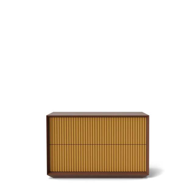 Pillar 2-Drawer Unit Walnut & Ochre - image 1
