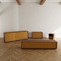 Pillar 2-Drawer Unit Walnut & Ochre - thumbnail 4
