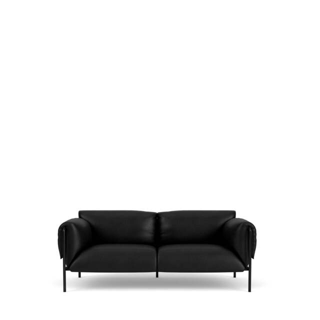 Fold Indoor 2-Seater Sofa With Arms - Tosca Leather: Black