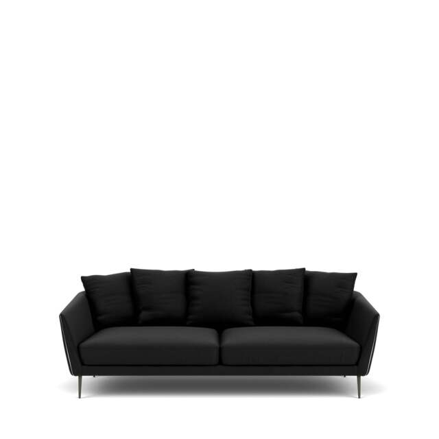 Menton 3-Seater Sofa - Prescott Leather: Black Ink