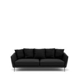 Menton 3-Seater Sofa - Prescott Leather: Black Ink