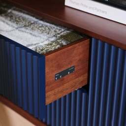 Pillar Low Console 195cm Walnut & Navy - thumbnail 5