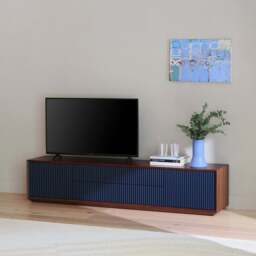 Pillar Low Console 195cm Walnut & Navy - thumbnail 2