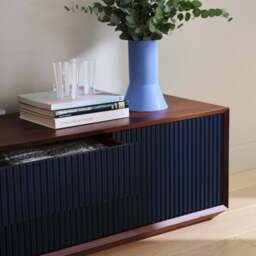 Pillar Low Console 195cm Walnut & Navy - thumbnail 4