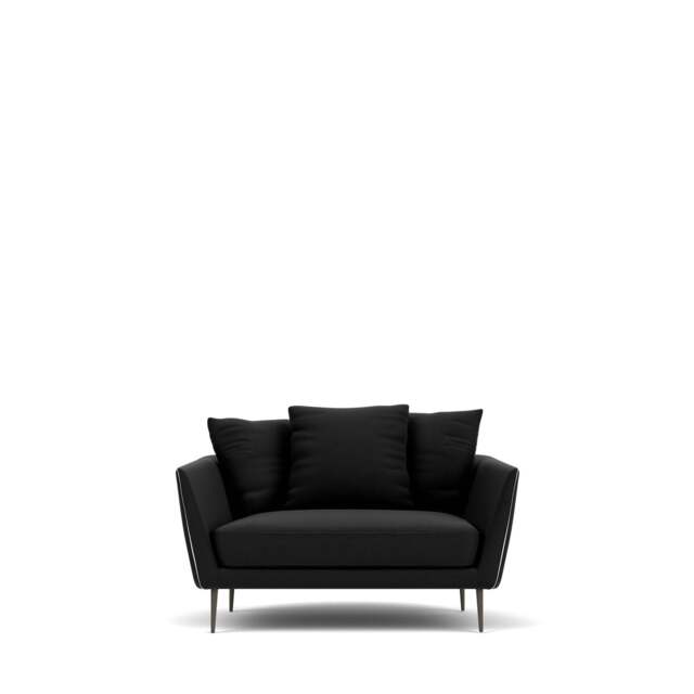Menton 1.5-Seater Sofa - Prescott Leather: Black Ink