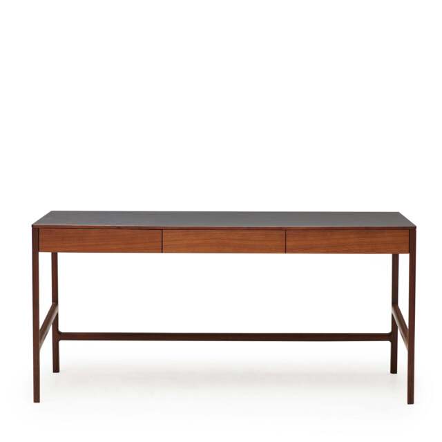 Domus 3 Drawer Desk Walnut & Charcoal - image 1