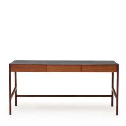Domus 3 Drawer Desk Walnut & Charcoal - thumbnail 1