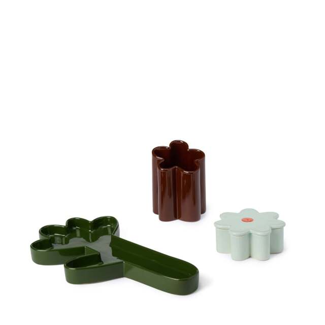 Oddments Desk Accessories Set Green, Celadon & Brown - image 1