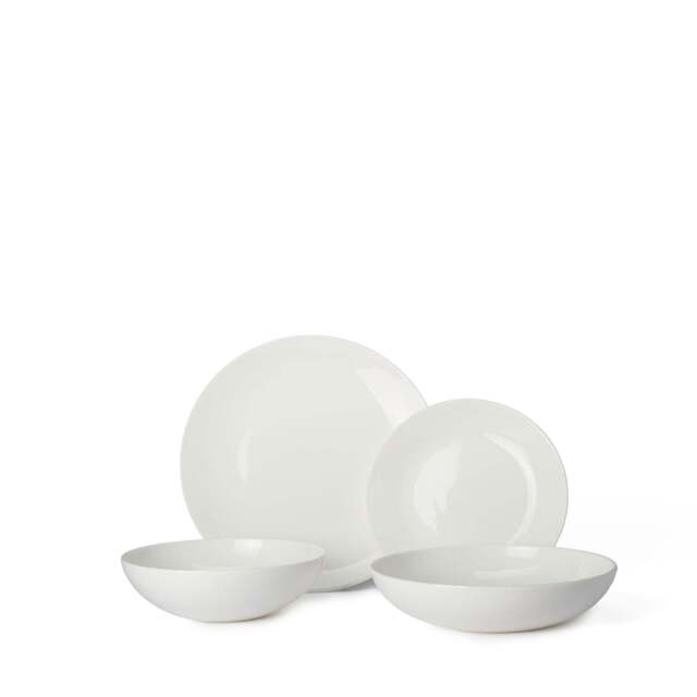 Arc Bone China Dinnerware White (16 Piece/ 4 Place Set) - image 1