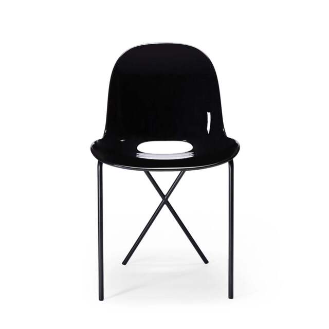 Cross Leg Side Chair Gloss Black - image 1