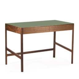 Domus 2 Drawer Desk Walnut & Olive - thumbnail 2