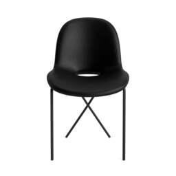 Cross Leg Side Chair - Tosca Leather: Black