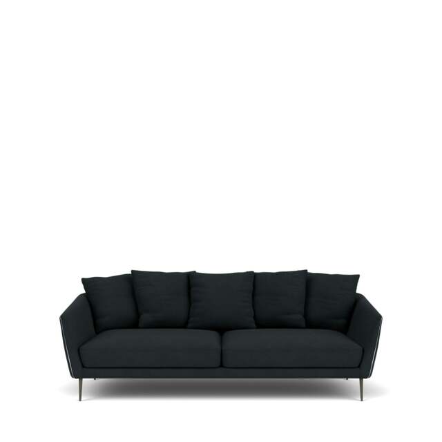 Menton 3-Seater Sofa - Kairos Leather: Slate Grey