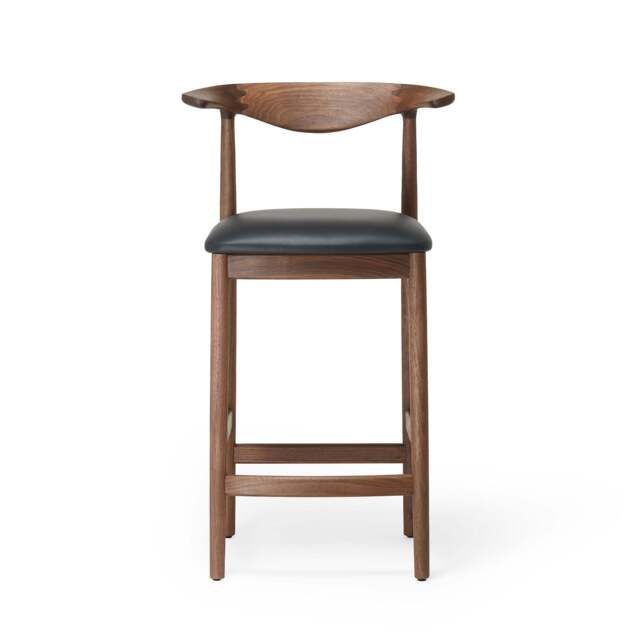 Delta Counter Stool Walnut & Black Leather - image 1