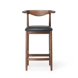 Delta Counter Stool Walnut & Black Leather - thumbnail 1