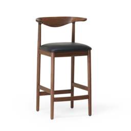 Delta Counter Stool Walnut & Black Leather - thumbnail 2