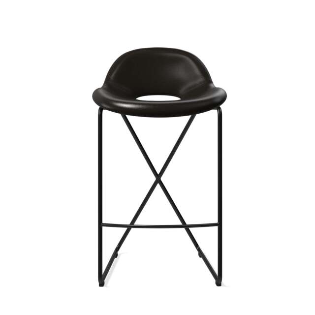 Cross Leg Counter Stool Tosca Leather Black - image 1