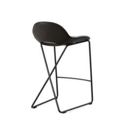Cross Leg Counter Stool Tosca Leather Black - thumbnail 4