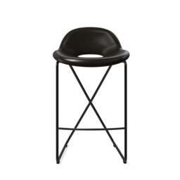 Cross Leg Counter Stool Tosca Leather Black - thumbnail 1