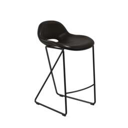 Cross Leg Counter Stool Tosca Leather Black - thumbnail 2