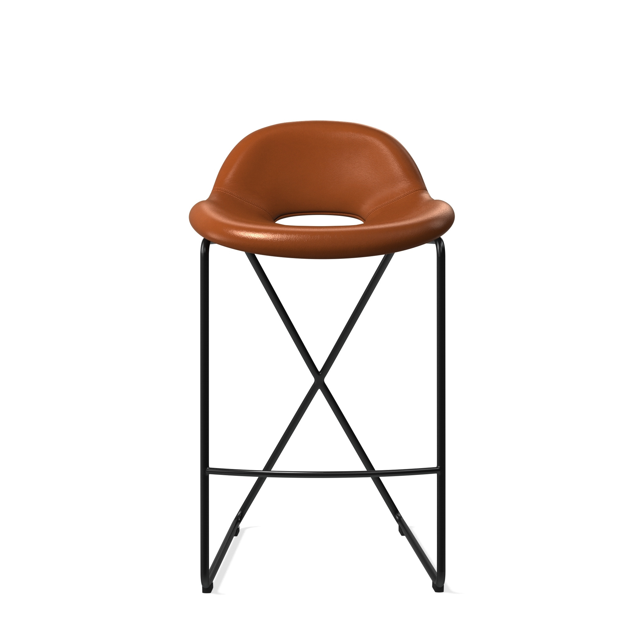 Cross Leg Counter Stool in Cognac Brenta Leather By The Conran Shop