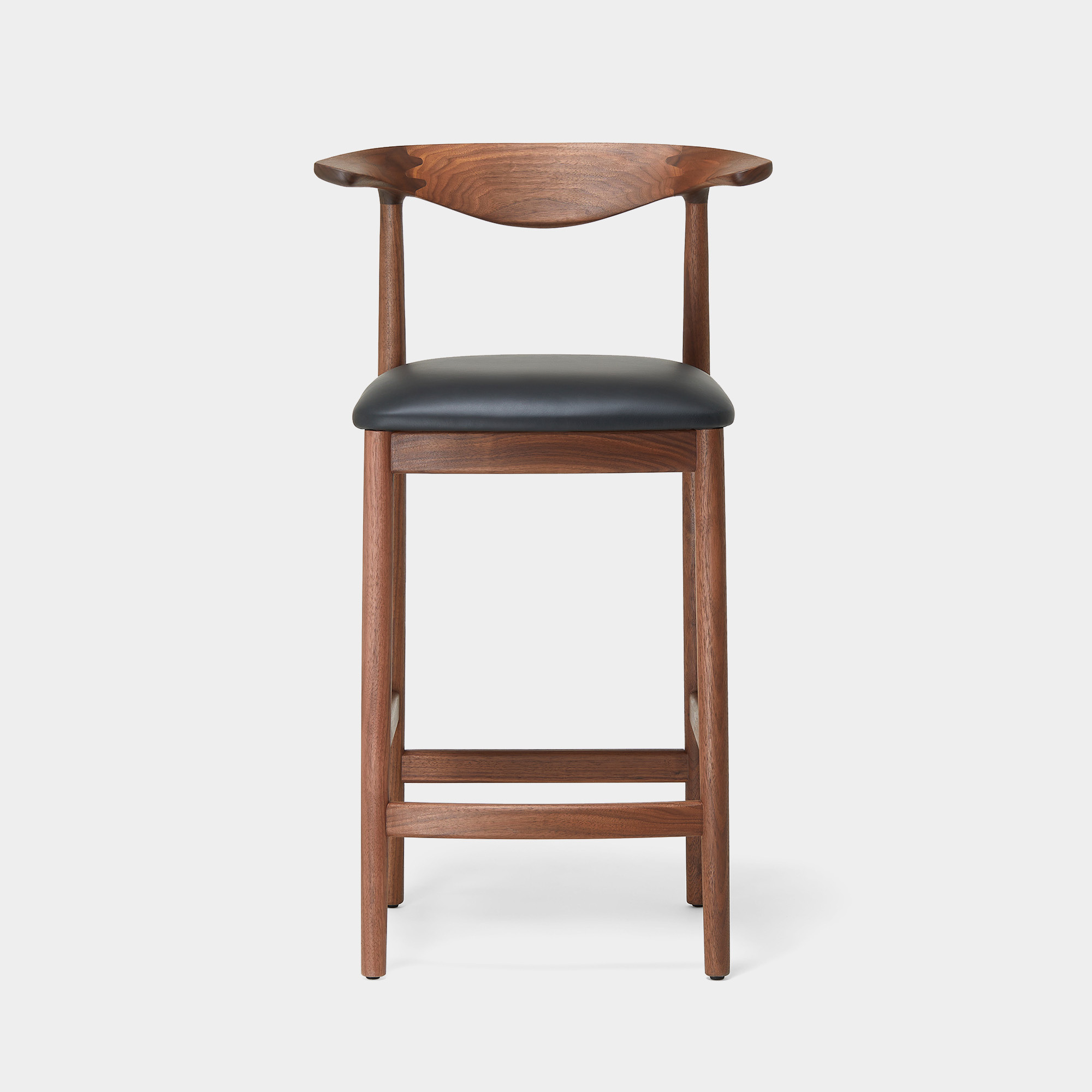 Delta Counter Stool in Walnut Black Leather By The Conran Shop