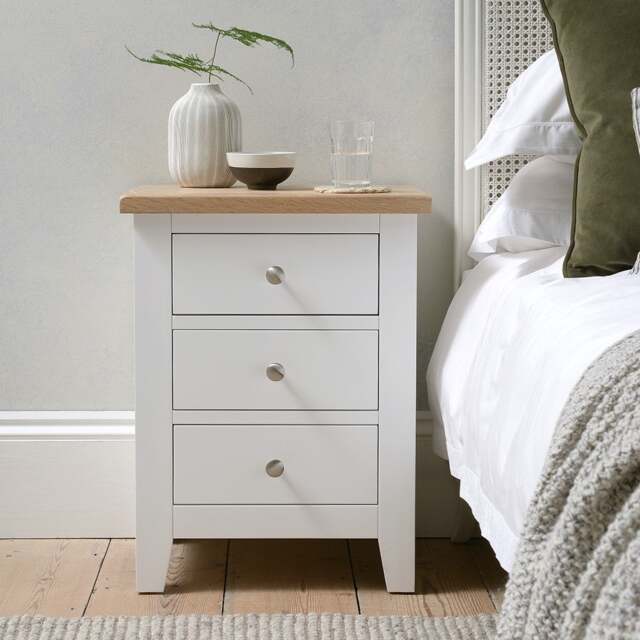 3 Drawer Bedside Table - Chester Pure White - The Cotswold Company - image 1