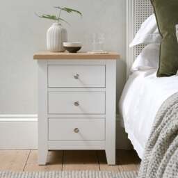 3 Drawer Bedside Table - Chester Pure White - The Cotswold Company - thumbnail 1