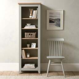 Tall Slim Bookcase - Chester Dove Grey - The Cotswold Company - thumbnail 2