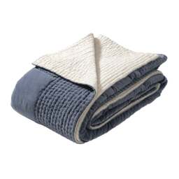Luxury Cotton Velvet Nocturne Blue Bedspread 250x260cm - Home Accessories - The Cotswold Company - thumbnail 3