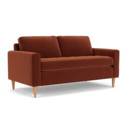 Large 2 Seater Sofa - Brick - Matt Velvet - Saxon - The Cotswold Company