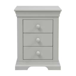 Chantilly Pebble Grey 3 Drawer Bedside Table - The Cotswold Company - thumbnail 4