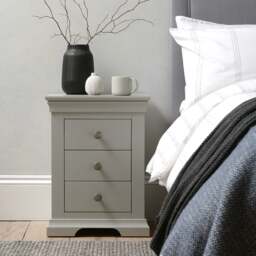 Chantilly Pebble Grey 3 Drawer Bedside Table - The Cotswold Company