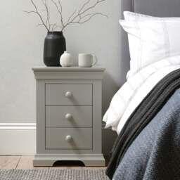 Chantilly Pebble Grey 3 Drawer Bedside Table - The Cotswold Company - thumbnail 2