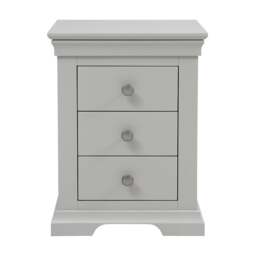 Chantilly Pebble Grey 3 Drawer Bedside Table - The Cotswold Company - thumbnail 3