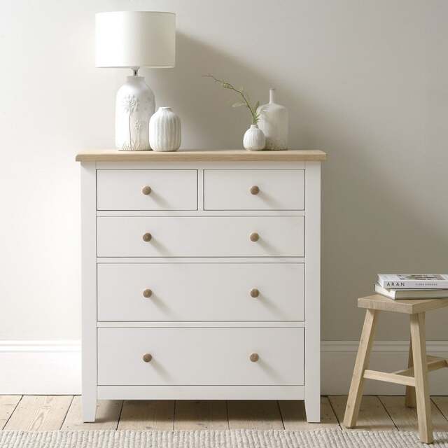 5 Drawer Chest - Chester Pure White - The Cotswold Company - image 1