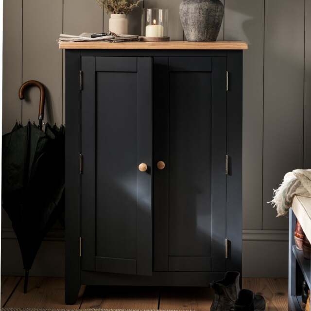 Large Shoe Cupboard - Chester Charcoal - The Cotswold Company - image 1