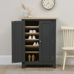 Large Shoe Cupboard - Chester Charcoal - The Cotswold Company - thumbnail 2