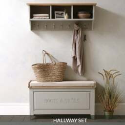 Hallway Boot Bench Set - Chester Dove Grey - The Cotswold Company - thumbnail 1