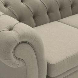Large 2 Seater Sofa - Mid Grey - House Linen Mix - Harris Chesterfield - The Cotswold Company - thumbnail 4