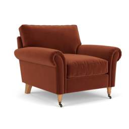 Armchair - Brick - Matt Velvet - Osbourne - The Cotswold Company
