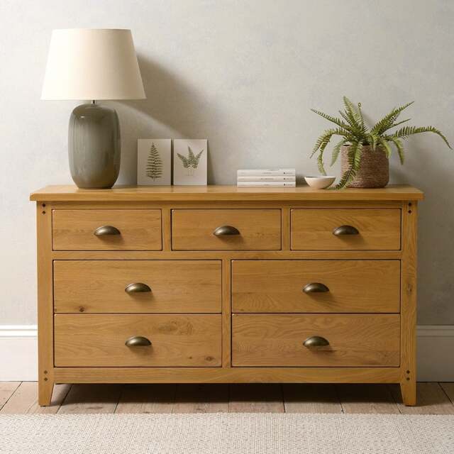 Oakland Rustic Oak 7 Drawer Chest - The Cotswold Company - image 1