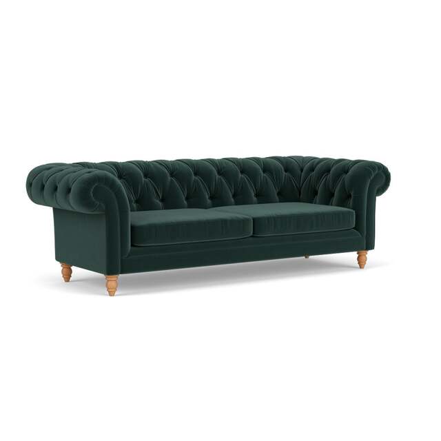 3 Seater Sofa - Lake - Matt Velvet - Harris Chesterfield - The Cotswold Company - image 1